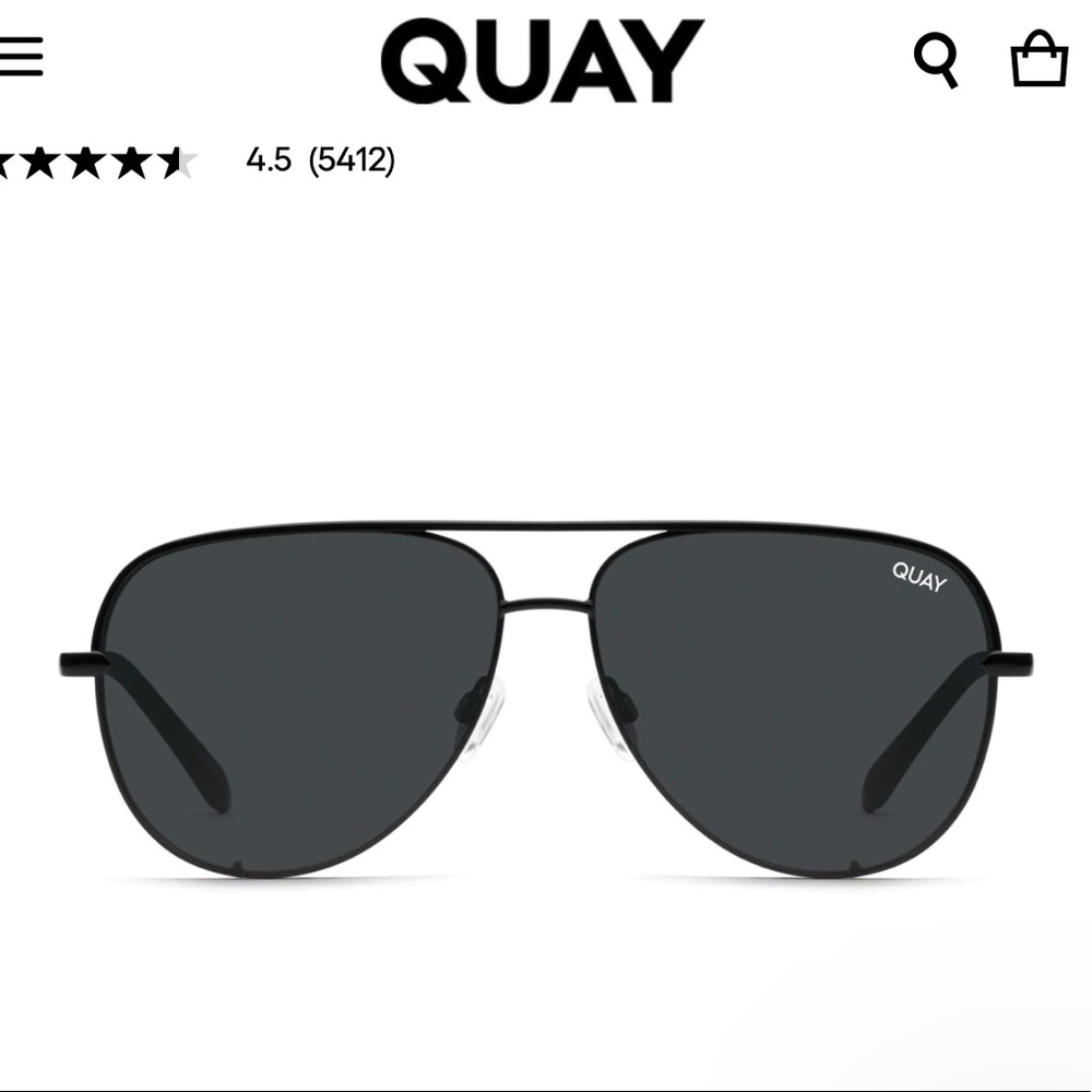 Quay mini high key sunglasses in black smoke, non-polarized NWT